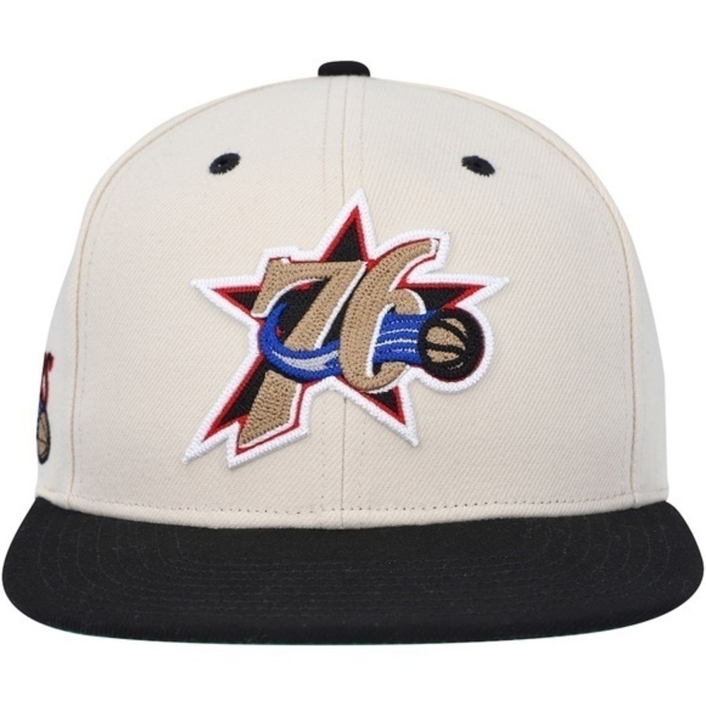 Men's Philadelphia 76ers Mitchell & Ness Cream/Black Hardwood Classics